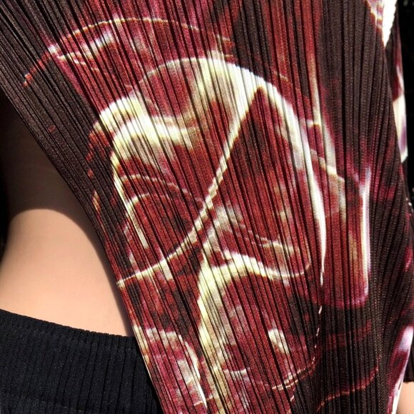 PLEATS PLEASE Issey Miyake Abstract 3/4 Cardigan Shirt Top Purple White Size 3 L - Picture 12 of 15